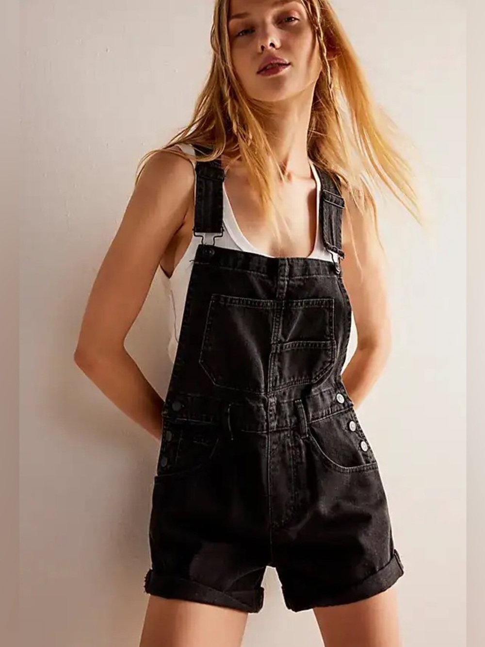 Free People Ziggy Denim Shortalls - Black